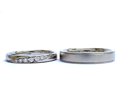 手作り結婚指輪で作ったグラデーションダイヤの結婚指輪