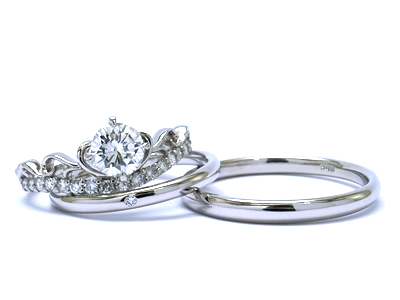 ダイヤモンドが１石アクセントのシンプルなセミオーダー結婚指輪