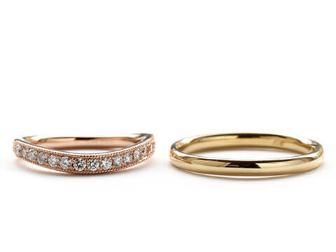 ピンクゴールドとイエローゴールドのセミオーダー結婚指輪
