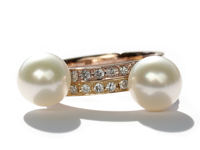 真珠イヤリングと指輪を組み替えエタニティ風リングにリフォーム