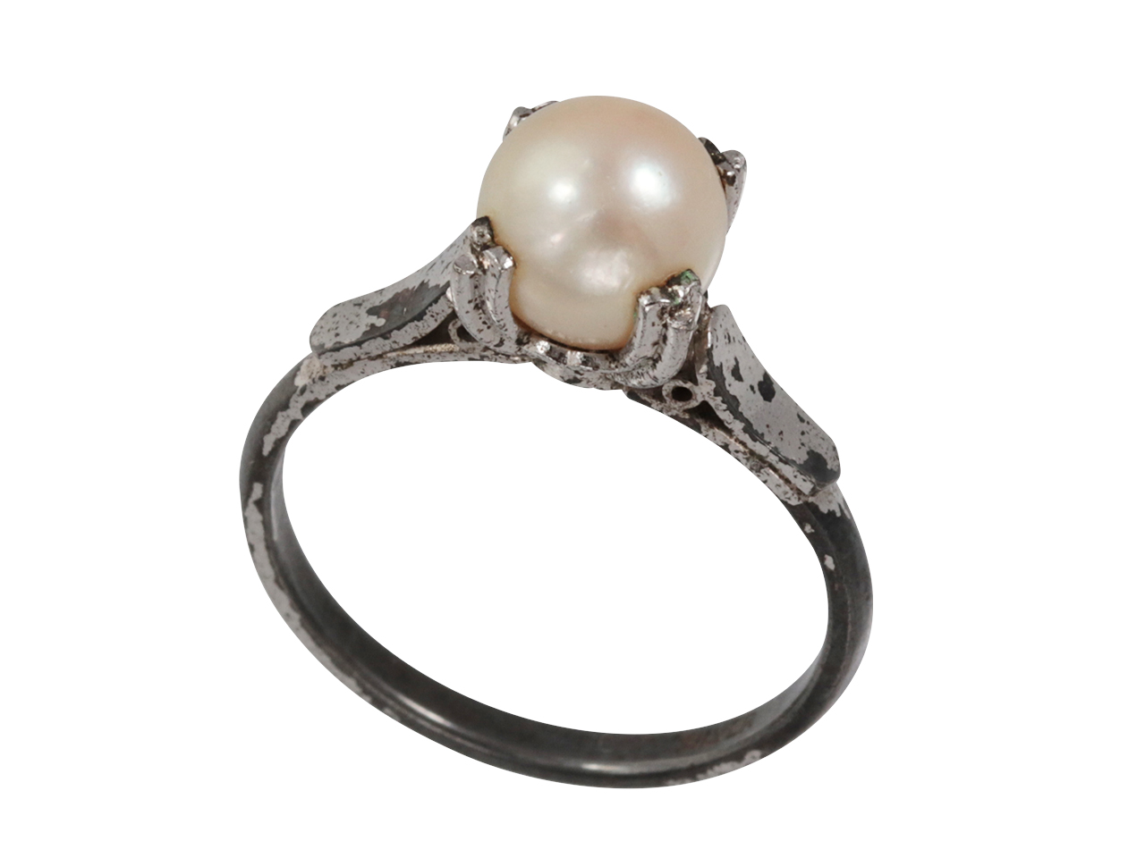 母の真珠の指輪を両吊りネックレスにリフォーム
