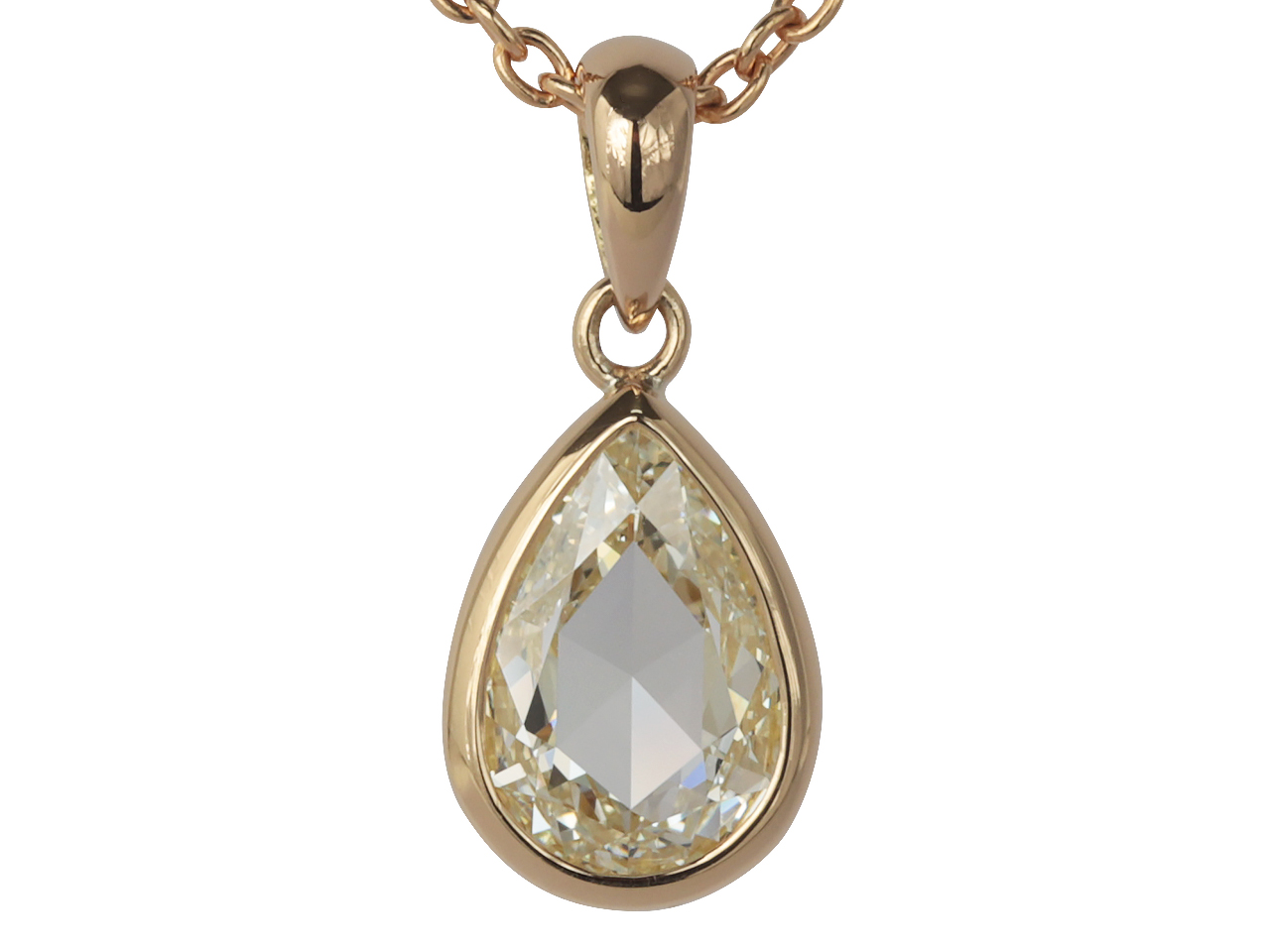ローズカットダイヤペアシェイプ－ゴールドペンダントをオーダー