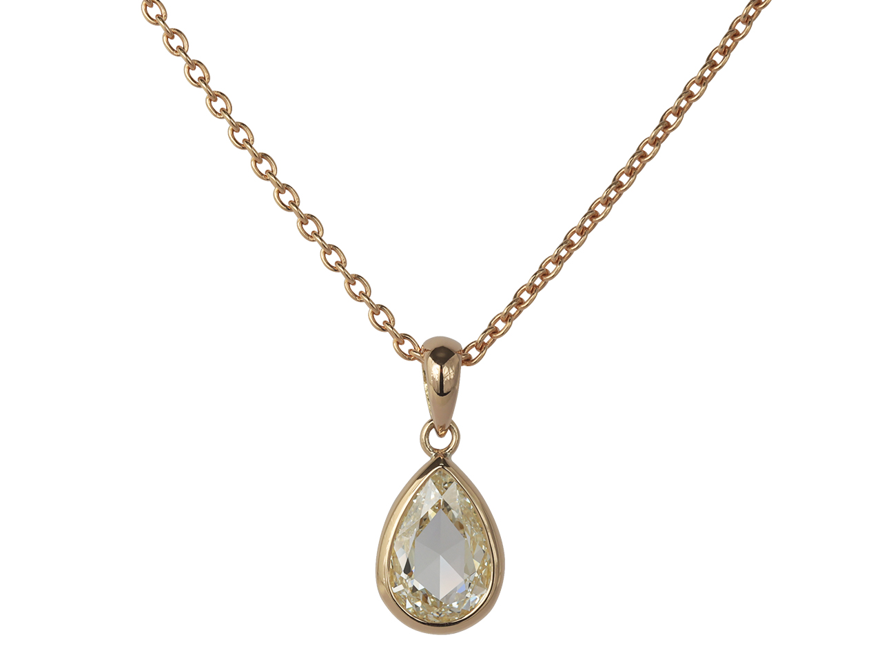 ローズカットダイヤペアシェイプ-ゴールドペンダントをオーダー