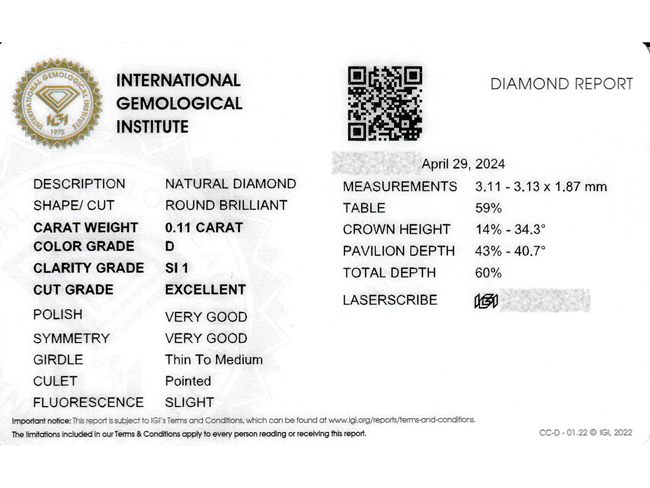 D・Eカラーの0.11ctダイヤモンドピアスをオーダー