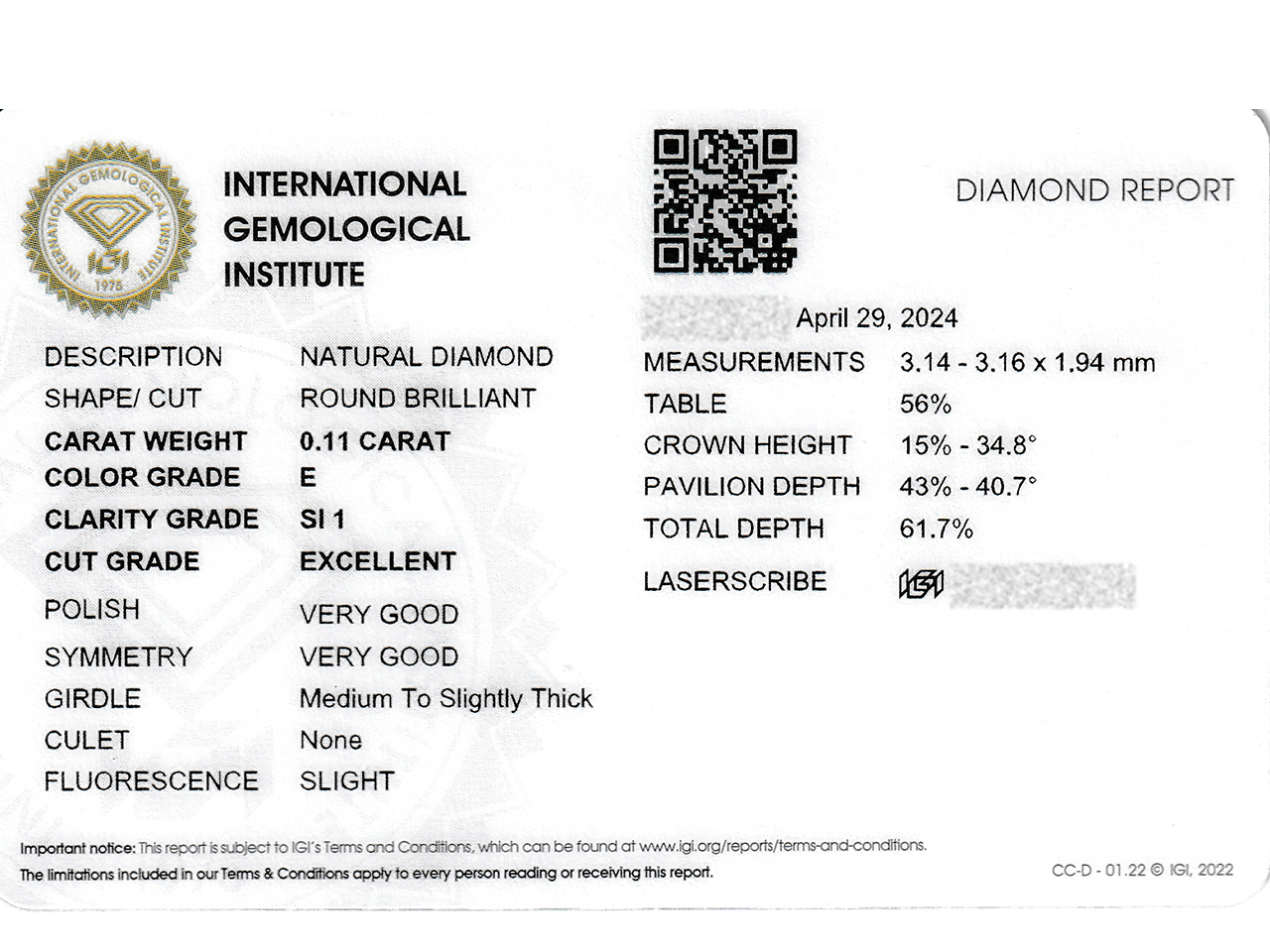 D・Eカラーの0.11ctダイヤモンドピアスをオーダー